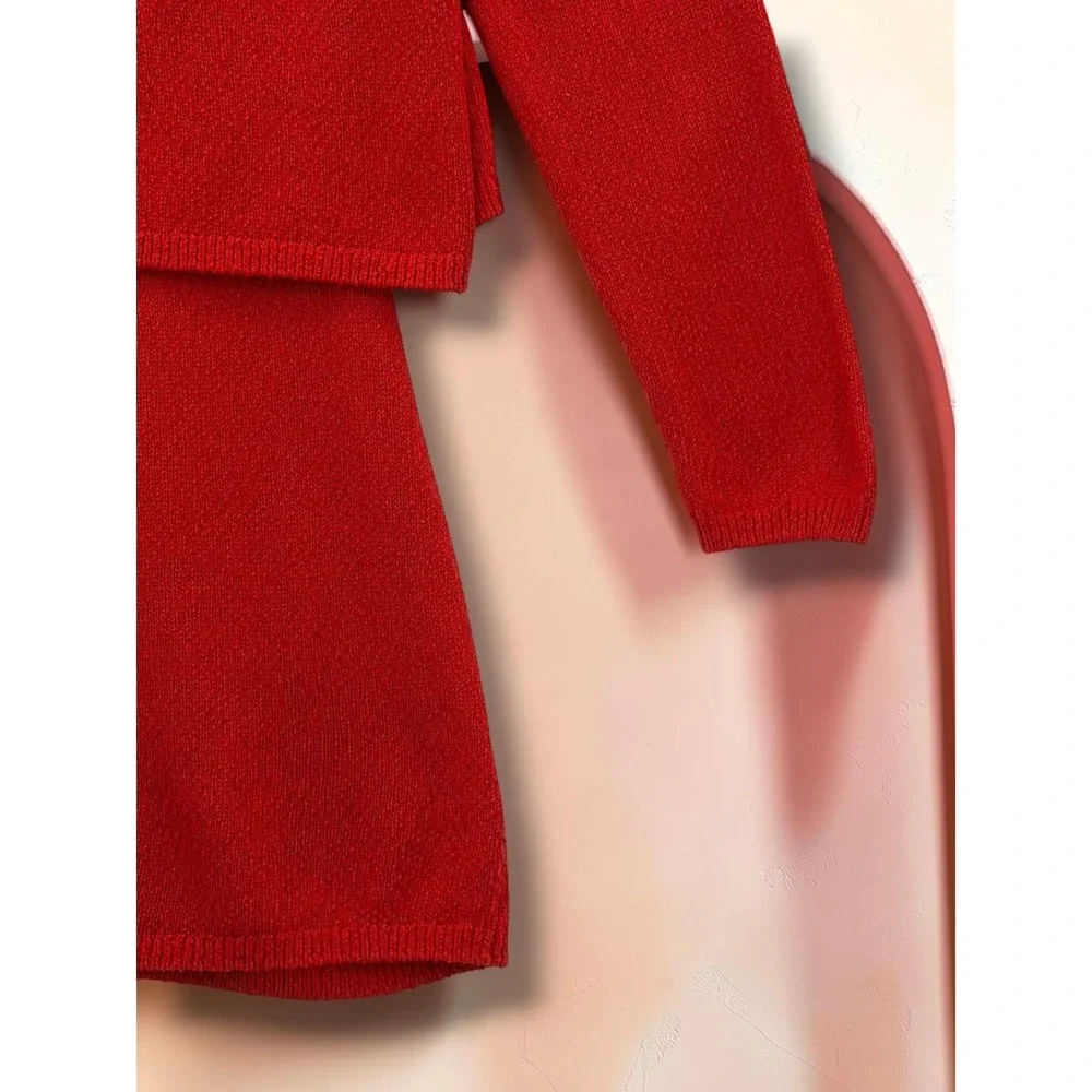 Free People Free-est Red Knit Cardigan and Mini Dress Two Piece Set Size S